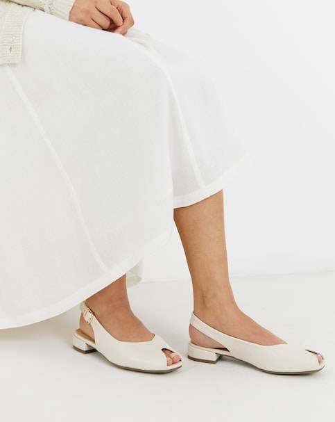 Skylark Flat Peep Toe Slingback Shoes - Extra Wide Fit (EEE)