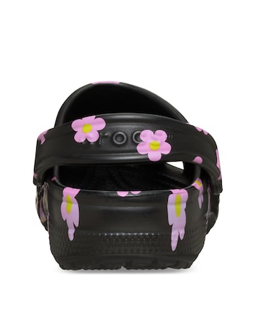 Crocs Black/Pink Classic Flower Clog - Standard Fit