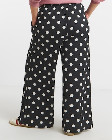 Jersey Spot Print Waffle Wide Leg Trousers