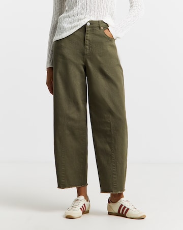 Olive Dart Detail Barrel Leg Jeans