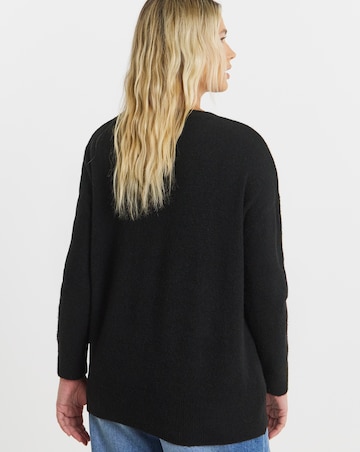 Simply Be Brushed Yarn Black Cherry Knitted Crew Neck Jumper