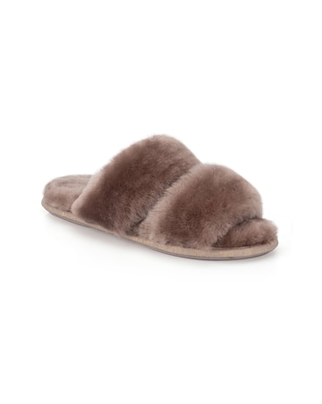 Just Sheepskin Womens Poppy Open Toe Sheepskin Slider Slippers