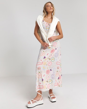 Printed Tie Front Midi Dress