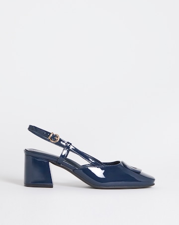 Luella Heeled Slingbacks With Buckle Trim - Extra Wide Fit (EEE)