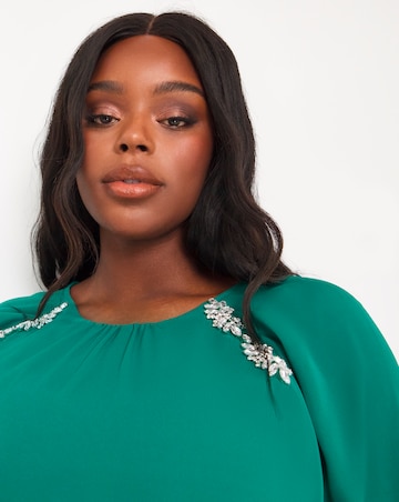 Joanna Hope Peacock Embellished Midi Dress