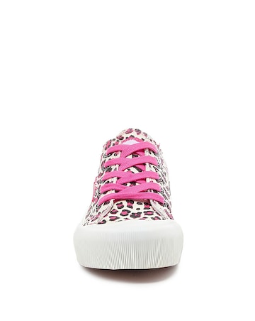 Rocket Dog Pink Leopard Jazzin Plus Lace Up Canvas Trainers