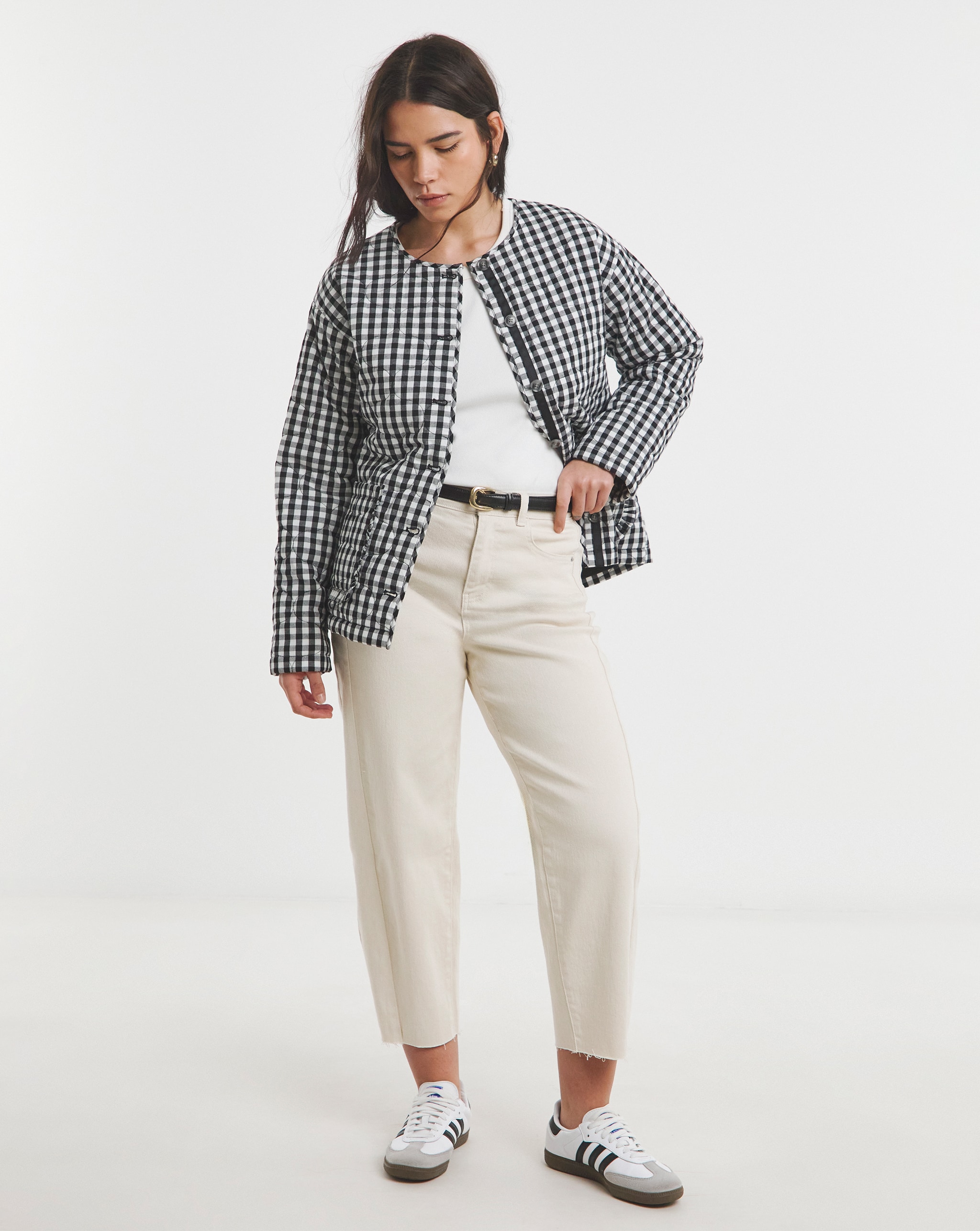 Cropped jeans in ecru