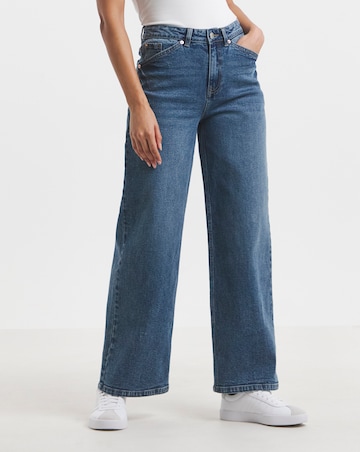 Simply Be 99 1 Mid Blue Comfort Stretch Slouchy Wide Leg Jeans