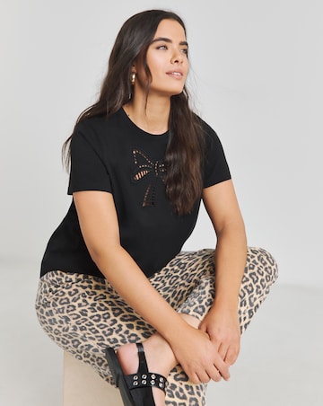 Black Bow Cut Out T-Shirt