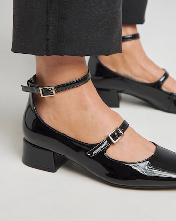 Reno Mary Jane Ankle Strap Block Heel Shoes - Extra Wide Fit (EEE)