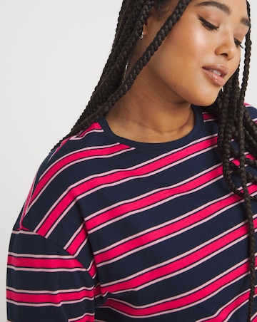 Stripe Long Sleeve Longline Oversized Tee