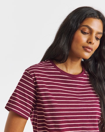 Red & Pink Stripe Slub Crew Neck T-Shirt