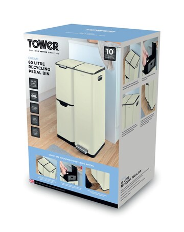 Tower 60L Recycling Bin with 3 Individual Compartments