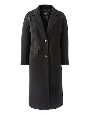 Black Midaxi Faux Wool Coat