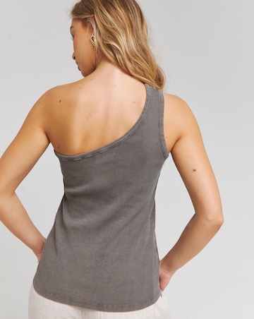 Acid Wash One Shoulder Rib Top
