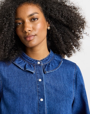 Simply Be Mid Wash Full Collar Denim Shirt