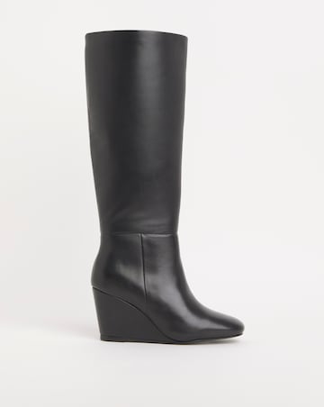 Jocelyn Leather Wedge Boots Wide E Fit Curvy Calf