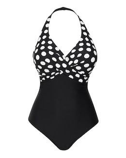 Figleaves Tailor Twist Underwired Halter Tummy Control Swimsuit - Longer Length