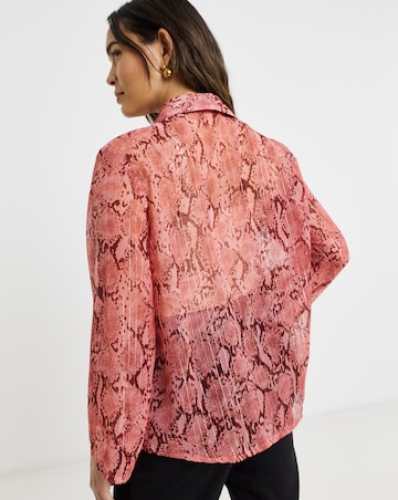 Pink Snake Crinkle Georgette Blouse