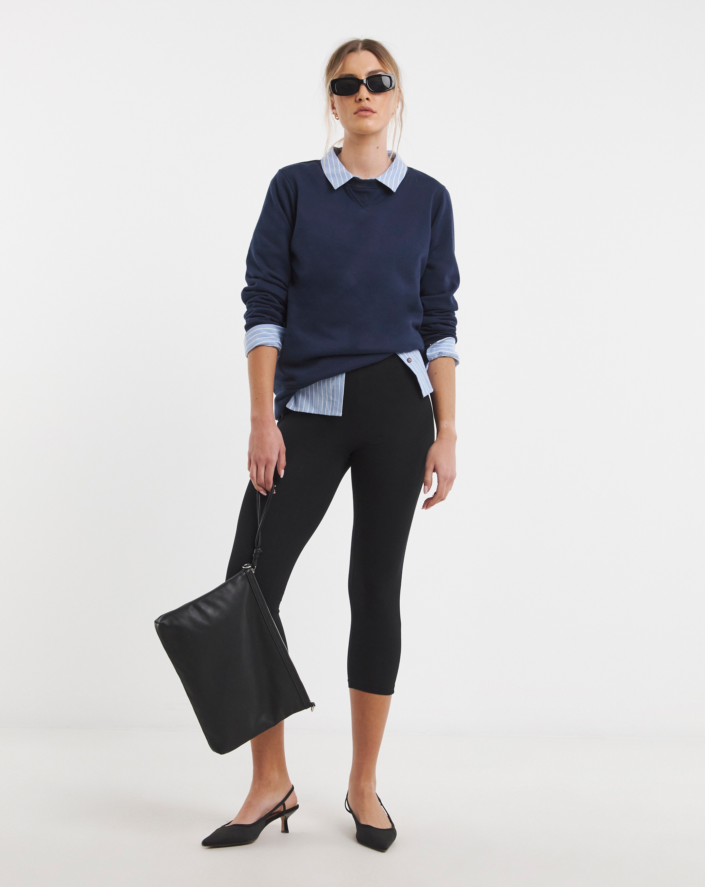 Simply Be Black Cotton Cropped Legging