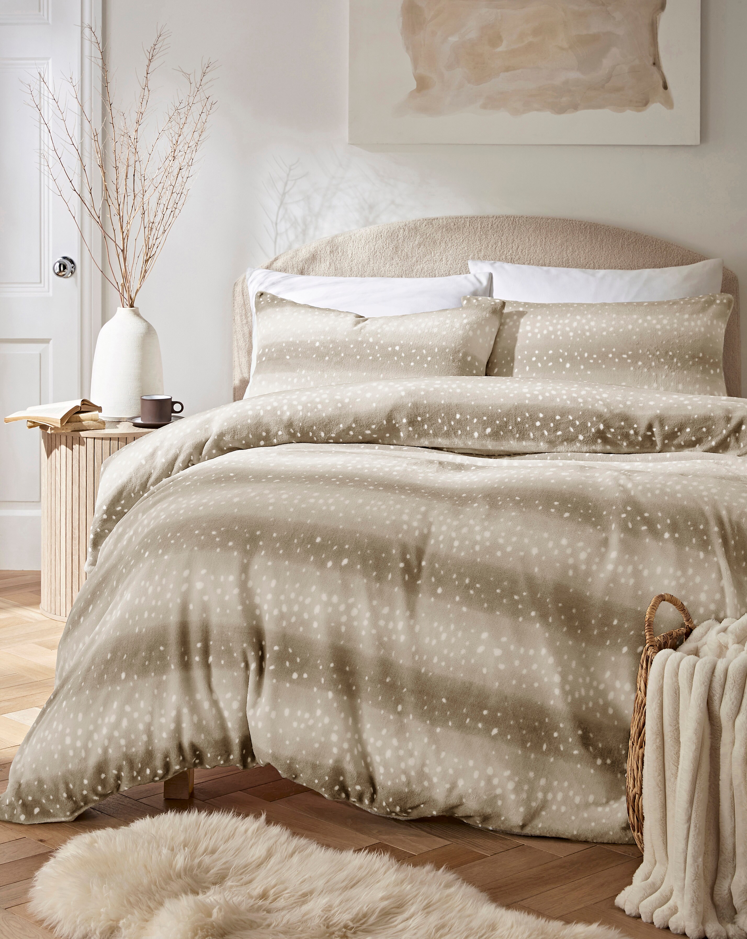 Snow Leopard Fur Printed Duvet Cover Set