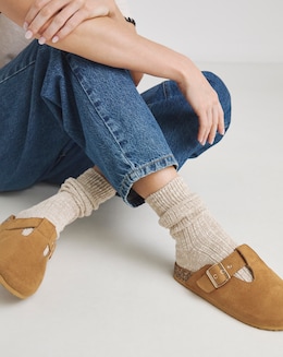 Valetta Buckle Closed Toe Cut Out Mules - Extra Wide Fit (EEE)