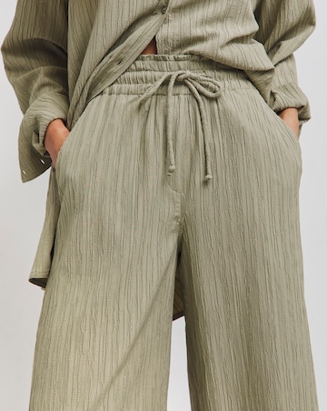 Sage Textured Wide Leg Trousers