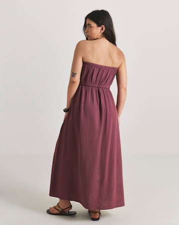 Wrap Front Cotton Bandeau Beach Midi Dress