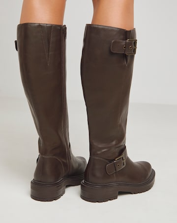 Eden Buckle Detail Knee High Boots Extra Wide EEE Fit Curvy Calf