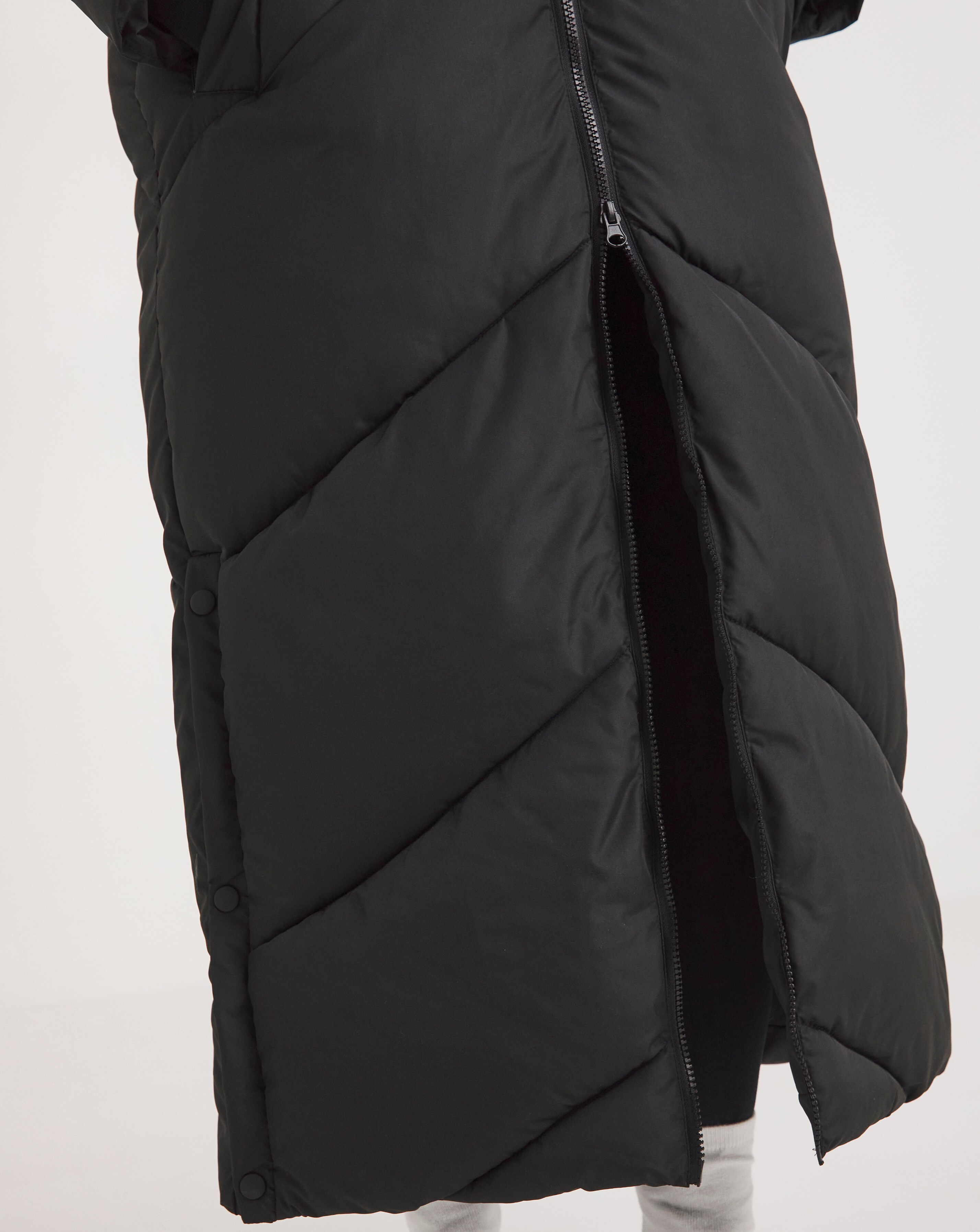 Black Maxi Padded Chevron Coat | Simply Be 