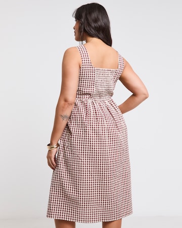 Simply Be Chocolate/Ecru Gingham Apron Dress