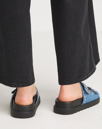 Simply Be Nikki Hardware Double Strap Sandals - Extra Wide Fit (EEE)