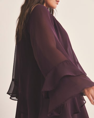 Plum Georgette Frill Skater Dress