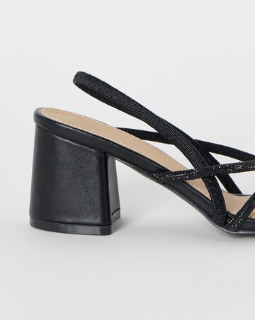 Canberra Strappy Diamante Low Block Heels - Extra Wide Fit (EEE)