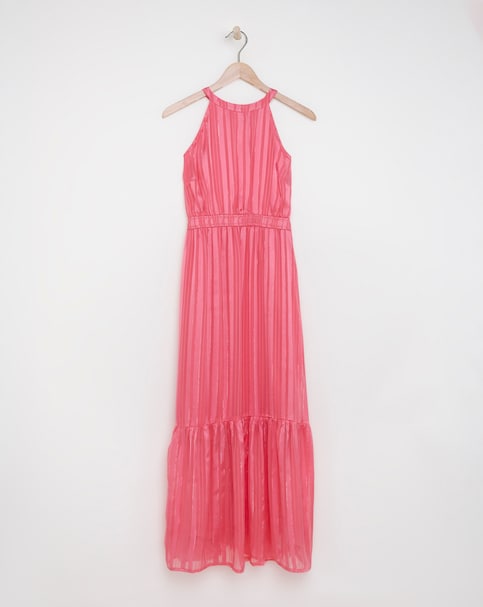 Simply Be - Women's Boutique Halterneck Lurex Georgette Maxi - Size 22 - Pink - 70% Polyester 30% Metallic Yarn