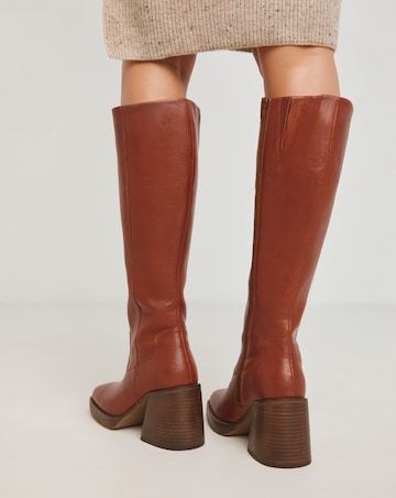 Gingerly Leather Platform Knee High Boots - Wide Fit (E) & Standard Calf