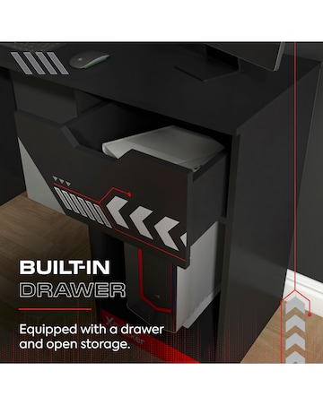 Octane Gaming Desk with Drawer - Red