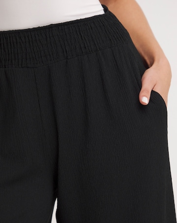 Textured Jersey Wide Leg Trousers with Shirred Waist | Simply Be