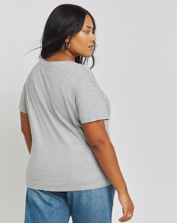 Grey Marl Slub V Neck T-Shirt