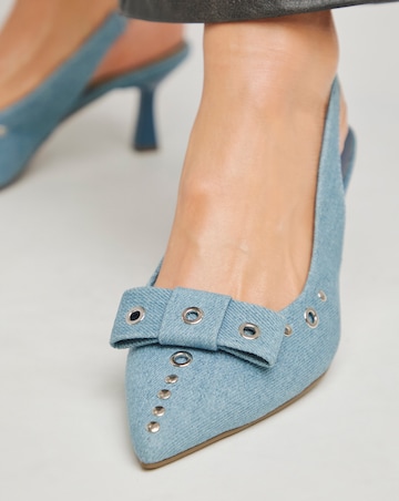 Delia Eyelet Detail Slingback Point Court Shoes - Wide Fit (E)
