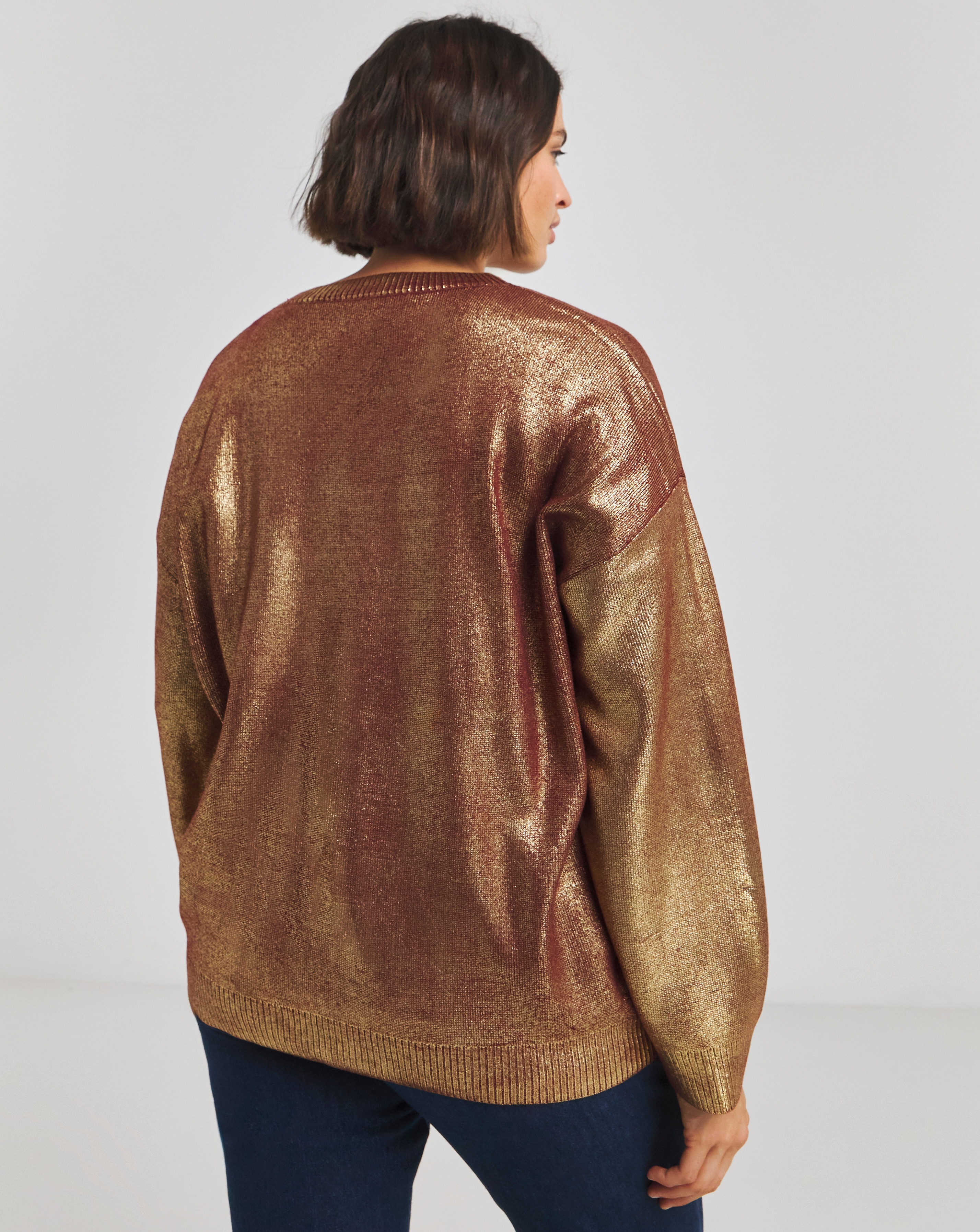 Simply Be X Twisted Wunder Gold Metallic Foil Jumper Simply Be