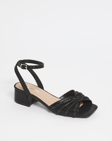 Elsie Diamante Low Block Heeled Sandals Ex Wide Fit