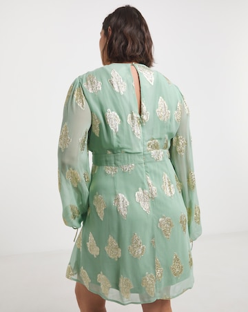 Sage Jacquard Skater Dress