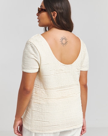 Ivory Scoop Back Frill Lace T-Shirt