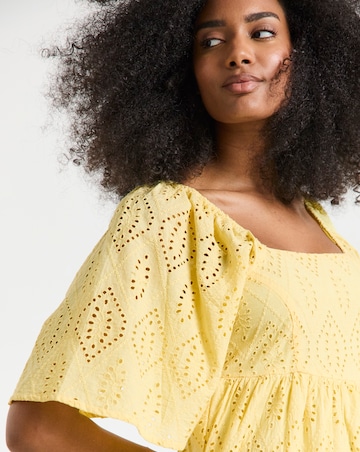 Simply Be Yellow Broderie Tiered Maxi Dress