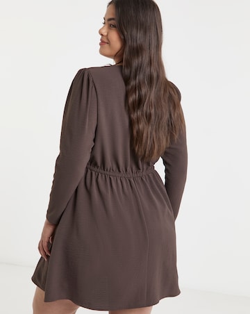 Chocolate Historic Detail Crepe Skater Dress