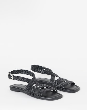 Gia Leather Woven Multi Strap Sandals - Wide Fit (E)
