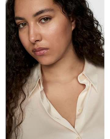 Mango Ideale Satin Cream Shirt