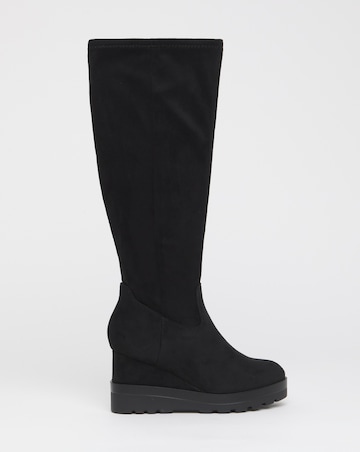 Izzy Stretch Wedge Knee High Boots - Wide Fit (E) & Standard/Curvy Calf