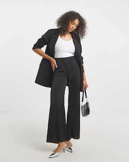 Simply Be Black Satin Wide Leg Trousers
